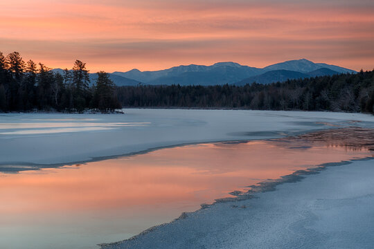 Winter Sunrise, Second Pond, Adirondack Mountains