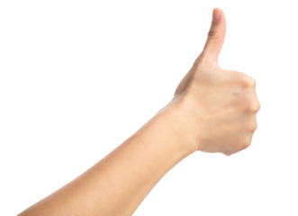 isolated hand thumb up  on transparent background