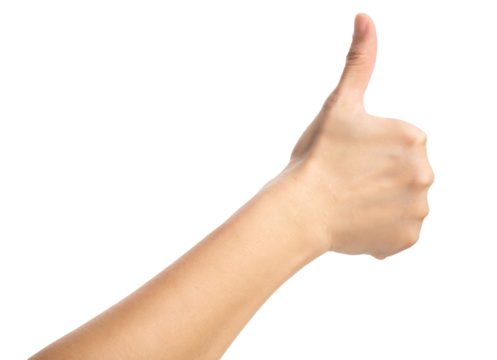 isolated hand thumb up on transparent background