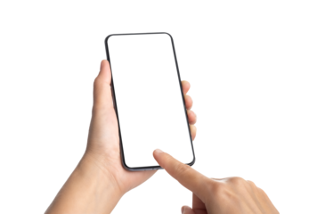 Hand holding smartphone and touch with blank screen,mockup with copy space for advertising online