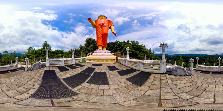 The world's tallest walking Buddha statue - Ranawana Purana Rajamaha Viharaya, Kandy, Sri Lanka. 360 Degree view.