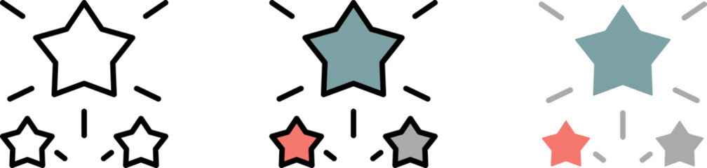 Party stars 4th July vector icon in different styles. Line, color, filled outline