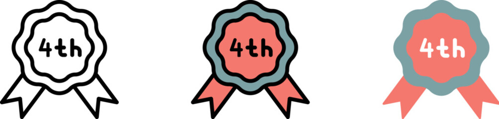 Medal USA flag vector icon in different styles. Line, color, filled outline