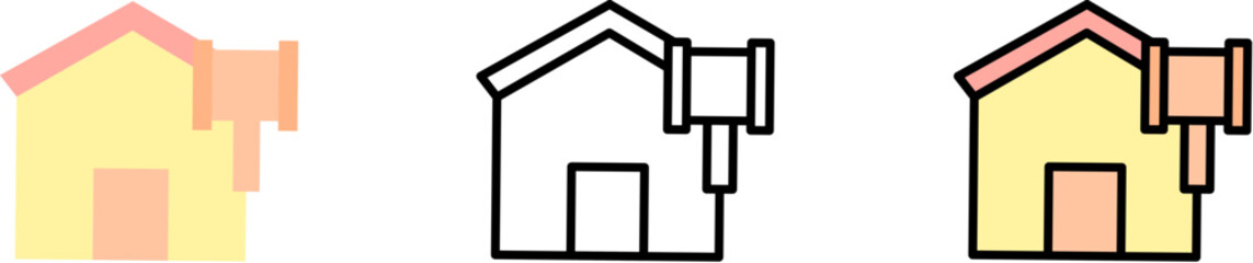 house hammer vector icon in different styles. Line, color, filled outline