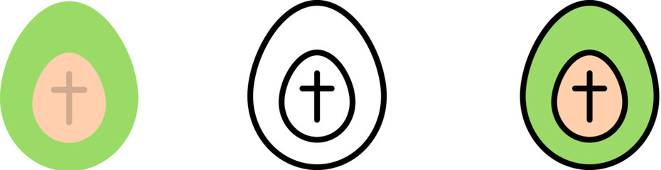 Egg Easter outline color vector icon in different styles. Line, color, filled outline
