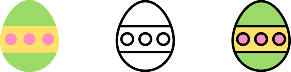 Egg Easter outline color vector icon in different styles. Line, color, filled outline