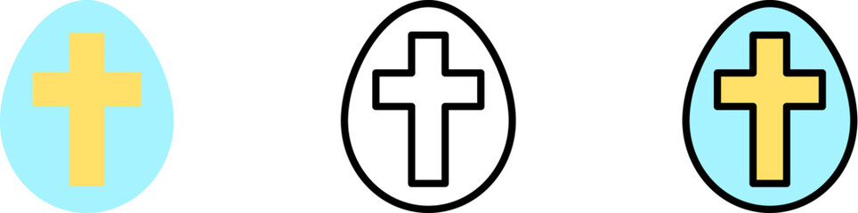 Obraz premium Egg Easter outline color vector icon in different styles. Line, color, filled outline