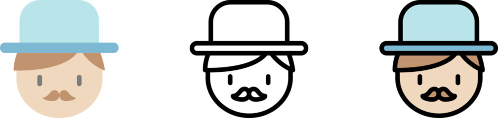 Dad, father vector icon in different styles. Line, color, filled outline