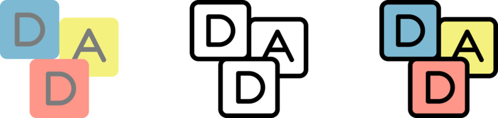 ABC Block, DAD vector icon in different styles. Line, color, filled outline