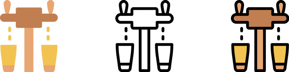Beer dispenser, machine vector icon in different styles. Line, color, filled outline