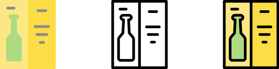 Menu, beer, pub vector icon in different styles. Line, color, filled outline