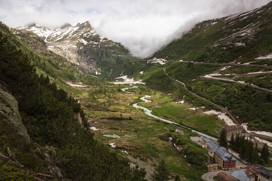 Scenic mountainous landscape, Aletsch, Vaud, Switzerland