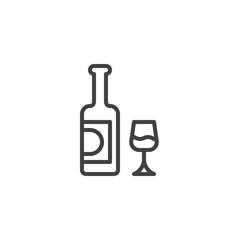 Bottle wine and glass line icon