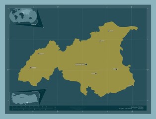 Gaziantep, Turkiye. Solid. Labelled points of cities