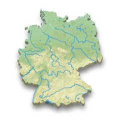 3d isometric relief map of Germany