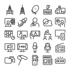 テレビ 放送 メディア アイコン セット