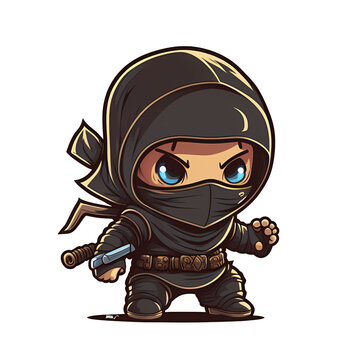 Cute cartoon ninja illustration logo