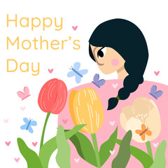 Happy mother day  greeting card.8 march happy woman's day illustration.8 march banner