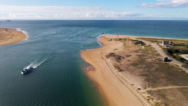Barre d'Etel Plouhinec Bretagne France french horizon boat beaches wild place drone aerial above view ocean sunny day feeling free