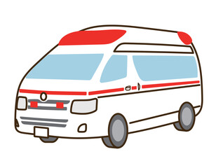 手描きの救急車のイラスト