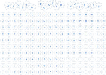 ジグソーパズルのピースの文字セット