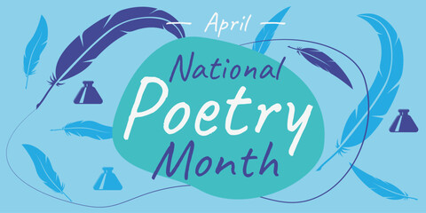 National Poetry Month. Celebrated in April. Vector illustration banner. With muted colors. - obrazy, fototapety, plakaty