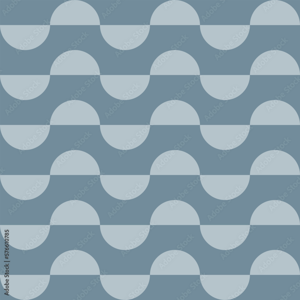 Poster trendy geometric seamless pattern with semicircles on a blue background. modern abstract monochrome 