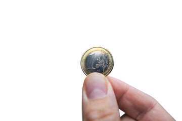 Hand holding a 1 Euro coin