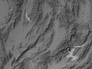 Phrae, Thailand. Grayscale. No legend