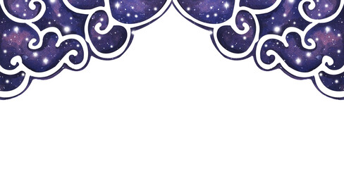 Watercolor night sky background with stars.