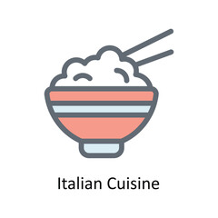 Italian Cuisine Vector Fill Outline Icons. Simple stock illustration stock
