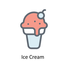 Ice Cream Vector Fill Outline Icons. Simple stock illustration stock
