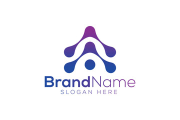 Minimalist letter a tech icon logo design template