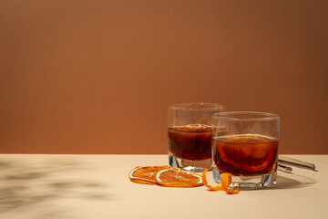 Concept of delicious alcohol drink, tasty whiskey