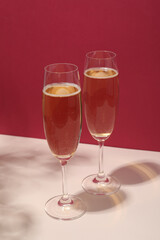Concept of delicious alcohol drink, tasty Champagne