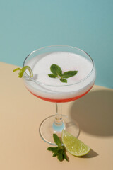 Concept of delicious cocktail, tasty Cosmopolitan cocktail