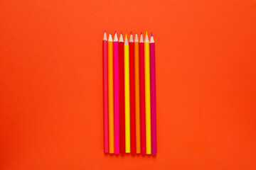 Concept of supplies for drawing - Colorful pencils