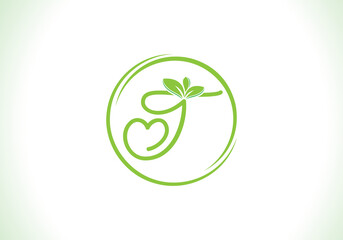 Nutrition logo and green healthy love leaf symbol with love font logo design. Heart sign leaf nature logo. Green eco letters logo