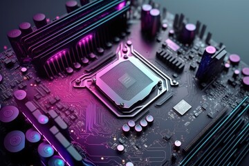 Circuit board. Technology background. Central Computer Processors CPU concept. Integrated communication processor, Motherboard digital chip. Tech science background , Generative AI