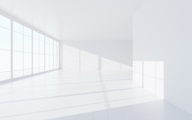Fototapeta na wymiar White empty room, 3d rendering.