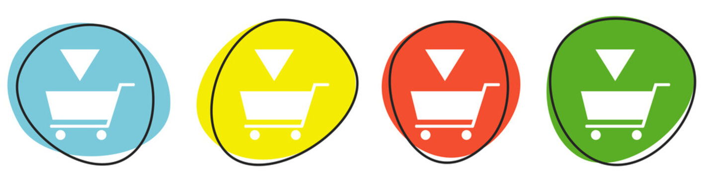 Banner mit 4 bunten Buttons: In den Einkaufswagen
