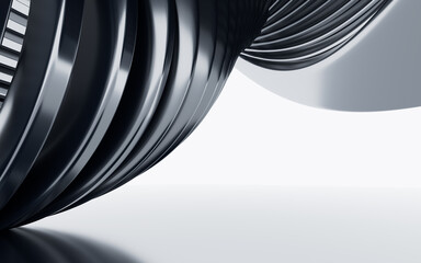 Black abstract curvilinear architecture, 3d rendering.