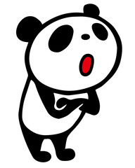 かわいいシンプルパンダ　腕組みでなるほどポーズ
