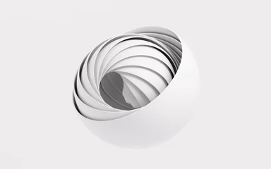 Fotobehang White abstract sphere and curves, 3d rendering. © 婷婷 季