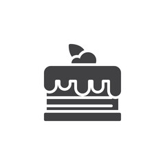 Cake with cherry vector icon