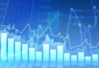 Stock market trading graph. Abstract business background. 3d illustration.