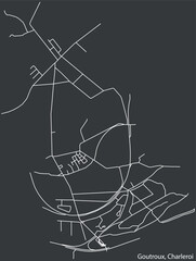 Detailed hand-drawn navigational urban street roads map of the GOUTROUX MUNICIPALITY of the Belgian city of CHARLEROI, Belgium with vivid road lines and name tag on solid background