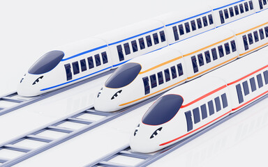 Cartoon high-speed train in the white background, 3d rendering.