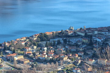 Cannobio town aerial view , Italy