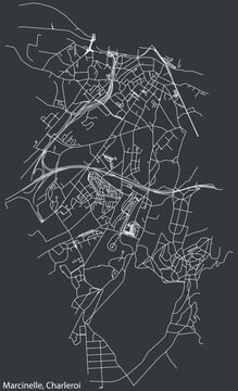 Detailed hand-drawn navigational urban street roads map of the MARCINELLE MUNICIPALITY of the Belgian city of CHARLEROI, Belgium with vivid road lines and name tag on solid background